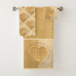 50. Hochzeitstag Golden Badhandtuch Set