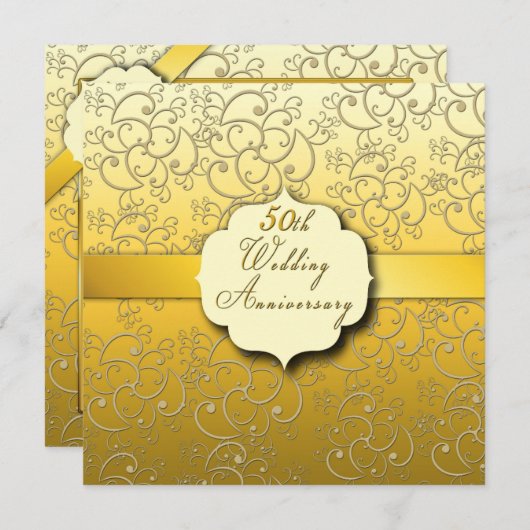 50. Hochzeitstag - Golden Einladung (Vorne/Hinten)