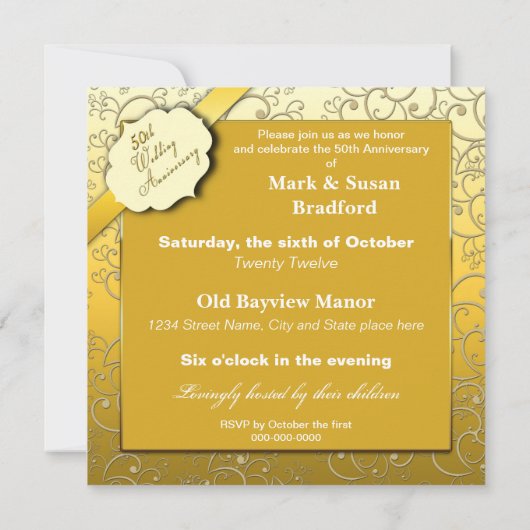 50. Hochzeitstag - Golden Einladung (Rückseite)