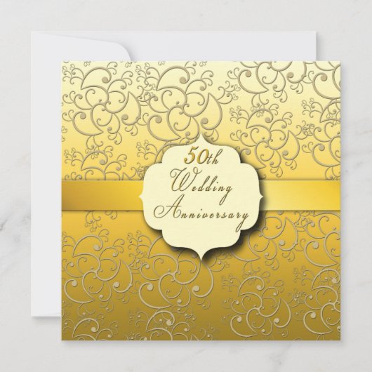 50. Hochzeitstag - Golden Einladung (Vorderseite)