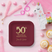 50. Hochzeitstag | Goldene Briefe Pappteller (Party)
