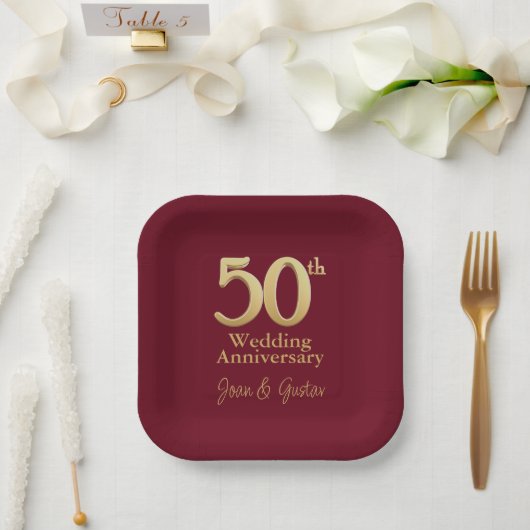 50. Hochzeitstag | Goldene Briefe Pappteller (Hochzeit)