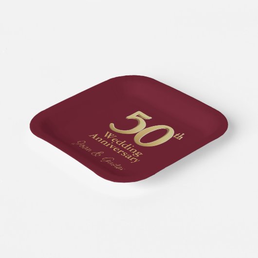 50. Hochzeitstag | Goldene Briefe Pappteller (Gewinkelt)