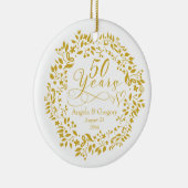 50. Hochzeitstag Goldene Herzen 50 Keramik Ornament (Rechts)