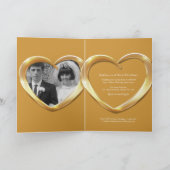 50. Hochzeitstag Goldene Herzen gefaltet Einladung (Innenseite)