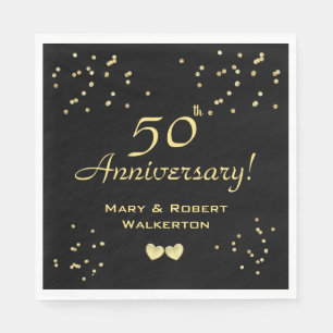 50. Hochzeitstag - Goldene Herzen Napkins Serviette