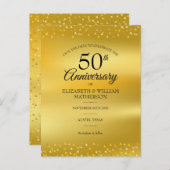 50. Hochzeitstag - Goldene Herzen Save the Date Ankündigungspostkarte (Vorne/Hinten)