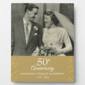 50. Hochzeitstag Goldene Liebe Herz Foto Fotoplatte (Vorderseite)