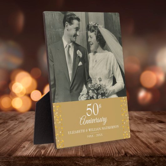 50. Hochzeitstag Goldene Liebe Herz Foto Fotoplatte