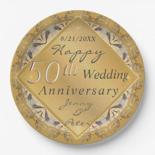 50. Hochzeitstag Goldene Ockerplatte Pappteller