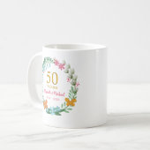 50. Hochzeitstag Goldener Blumenreath Kaffeetasse (Vorderseite Links)