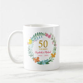 50. Hochzeitstag Goldener Blumenreath Kaffeetasse