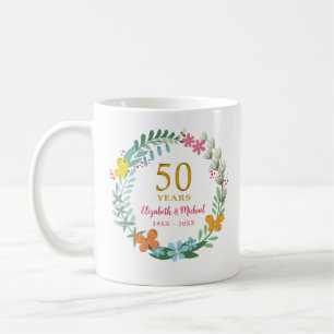 50. Hochzeitstag Goldener Blumenreath Kaffeetasse