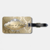 50. Hochzeitstag-goldener Damast Gepäckanhänger (Rückseite horizontal)