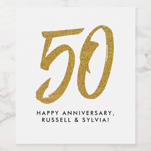 50. Hochzeitstag goldener Gefallen Weinetikett (Einzelnes Label)