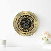 50. Hochzeitstag Goldener Lorbeerkranz Große Wanduhr (Zuhause)