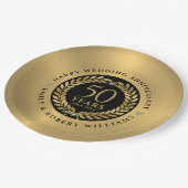 50. Hochzeitstag Goldener Lorbeerkranz Pappteller (Schrägansicht)
