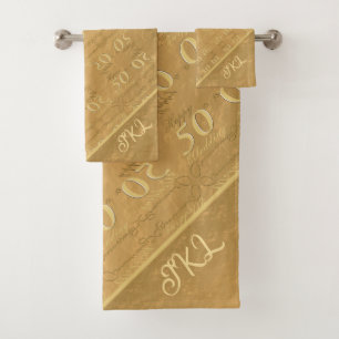 50. Hochzeitstag Goldenes Ockertuch Badhandtuch Set