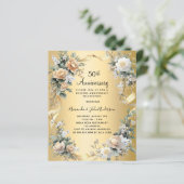 50. Hochzeitstag Goldfloralen Einladung (Stehend Vorderseite)