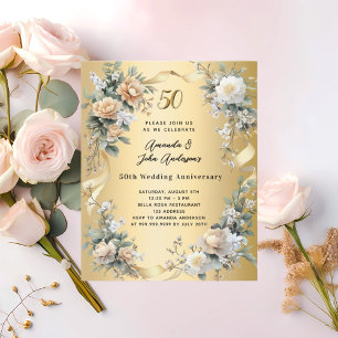 50. Hochzeitstag Goldfloralen Einladung