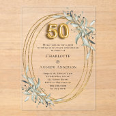 50. Hochzeitstag Goldgrün klar Acryleinladungen (Vorderseite)