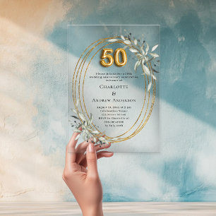 50. Hochzeitstag Goldgrün klar Acryleinladungen