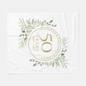 50. Hochzeitstag Goldgrün Wasserfarbe Fleecedecke (Vorderseite (Horizontal))