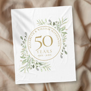 50. Hochzeitstag Goldgrün Wasserfarbe Fleecedecke