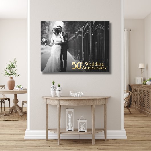 50. Hochzeitstag | Goldschrift | Foto Leinwanddruck