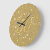50. Hochzeitstag Goldstaub Confetti Große Wanduhr (Winkel)