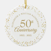 50. Hochzeitstag Goldstaub Confetti Keramik Ornament (Vorne)