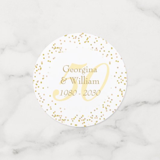 50. Hochzeitstag Goldstaub Confetti Konfetti (Klein Vorderseite)