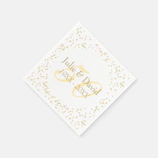 50. Hochzeitstag Goldstaub Confetti Serviette (Ecke)