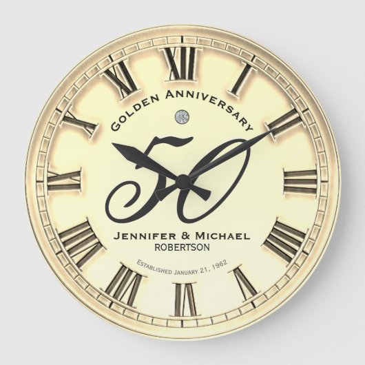 50. Hochzeitstag Große Wanduhr (Vorderseite)