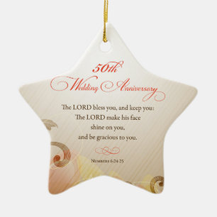 50. Hochzeitstag, Herr segne und behüte Keramik Ornament