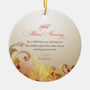50. Hochzeitstag, Herr segne und behüte Keramikornament