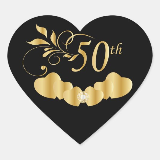 50. Hochzeitstag Herz-Aufkleber (Vorderseite)