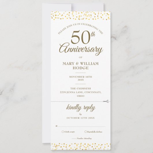 50. Hochzeitstag Herz Confetti UAWG Einladung (Vorderseite)