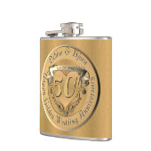 50. Hochzeitstag Herzemblem Golden Flachmann (Links)