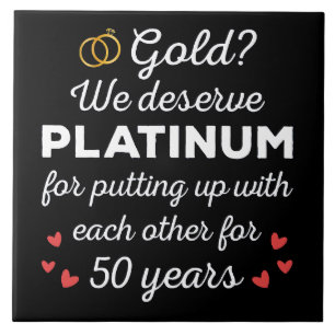 50. Hochzeitstag I - Gold Funny Couple Fliese