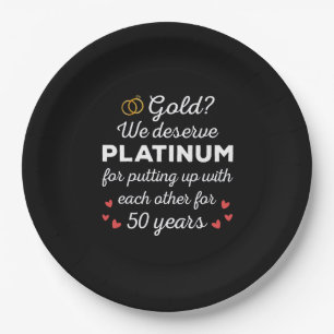 50. Hochzeitstag I - Gold Funny Couple Pappteller