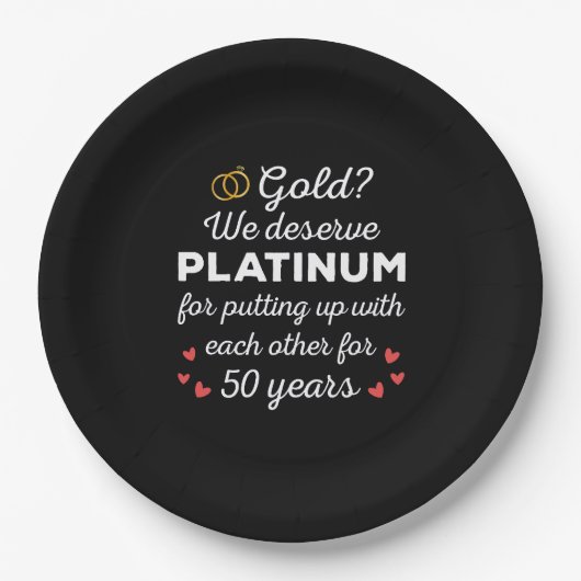 50. Hochzeitstag I - Gold Funny Couple Pappteller (Vorderseite)