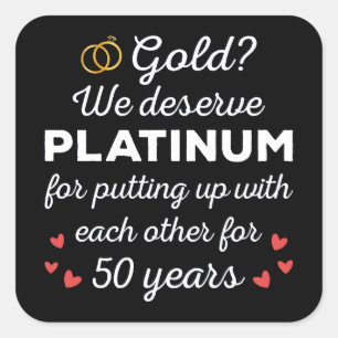 50. Hochzeitstag I - Gold Funny Couple Quadratischer Aufkleber