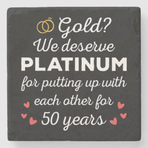 50. Hochzeitstag I - Gold Funny Couple Steinuntersetzer