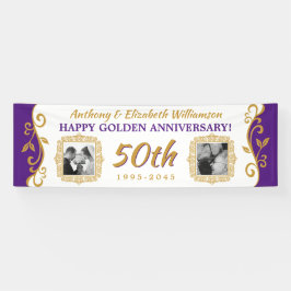 50. Hochzeitstag Ihre Fotos Lila Gold Banner