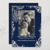 50. Hochzeitstag in blau Einladung (Vorne/Hinten)