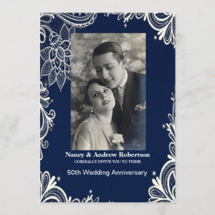 50. Hochzeitstag in blau Einladung