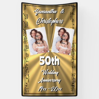 50. Hochzeitstag in Gold und Schwarz Banner