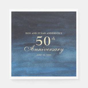 50. Hochzeitstag in Marineblau Serviette