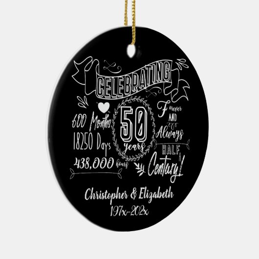 50. Hochzeitstag Keramik Ornament (Rechts)